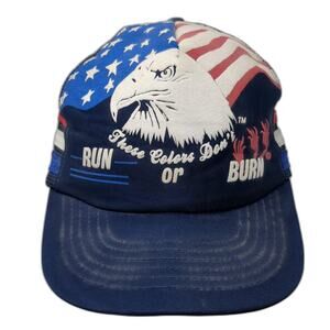 These Colors Don't Run Or Burn Snapback Trucker Hat Blue One Size Haband Vintage